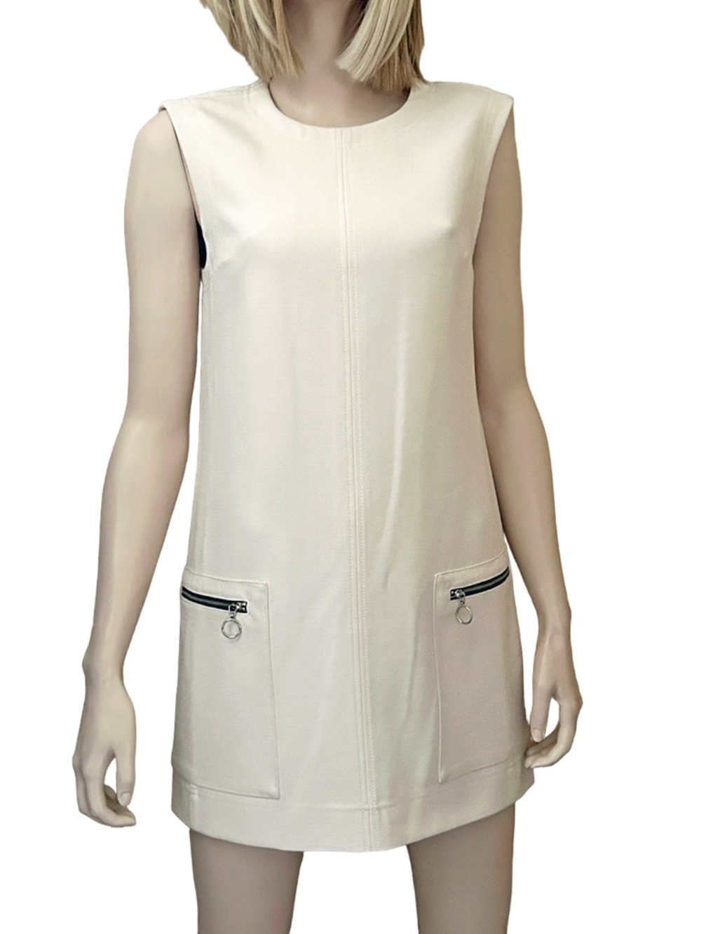 Rachel Roy Shift Dress with Seam Stitching Detail Large zippered pockets S-M